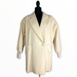 80’s Vintage Cream Bold Shoulder Wool Winter Coat
